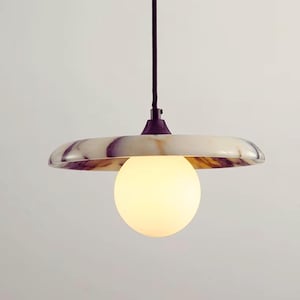 Luxury Natural Marble Stone Pendant Light –  Round Soft Glow Modern Hanging Lamp