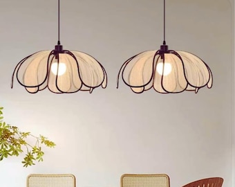 Vintage Lotus Woven Chandelier: Handcrafted Pendant Light