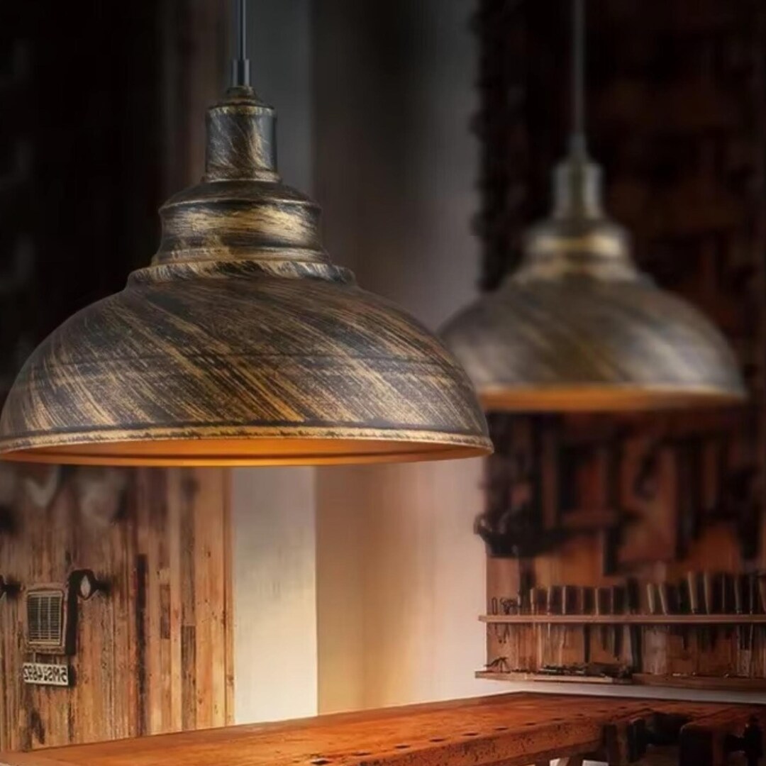 Vintage Industrial E27 Pendant Light – Leather & Metal Hanging Lamp For Farmhouse, Kitchen, Loft (Black, 27cm)