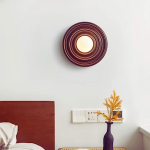 Vintage Ash Wood Wall Lamp – Round LED Wooden Sconce