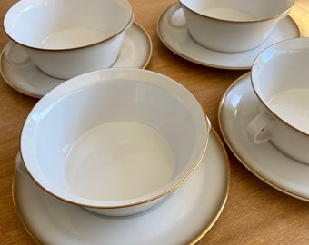 Rosenthal Studio-Linie MCM Cream Soup Bowls and Saucers in Dawn Pattern // Set of 4