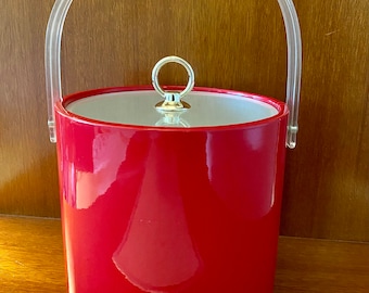 SIgma Tastesetter Red Vinyl and Lucite Ice Bucket