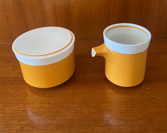 Mikasa Ironstone Light n' Lively Orange Cream and Sugar Set in Original Box