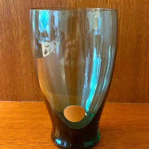 Russel Wright Morgantown American Modern Ice Tea Glass in Seafoam with Label