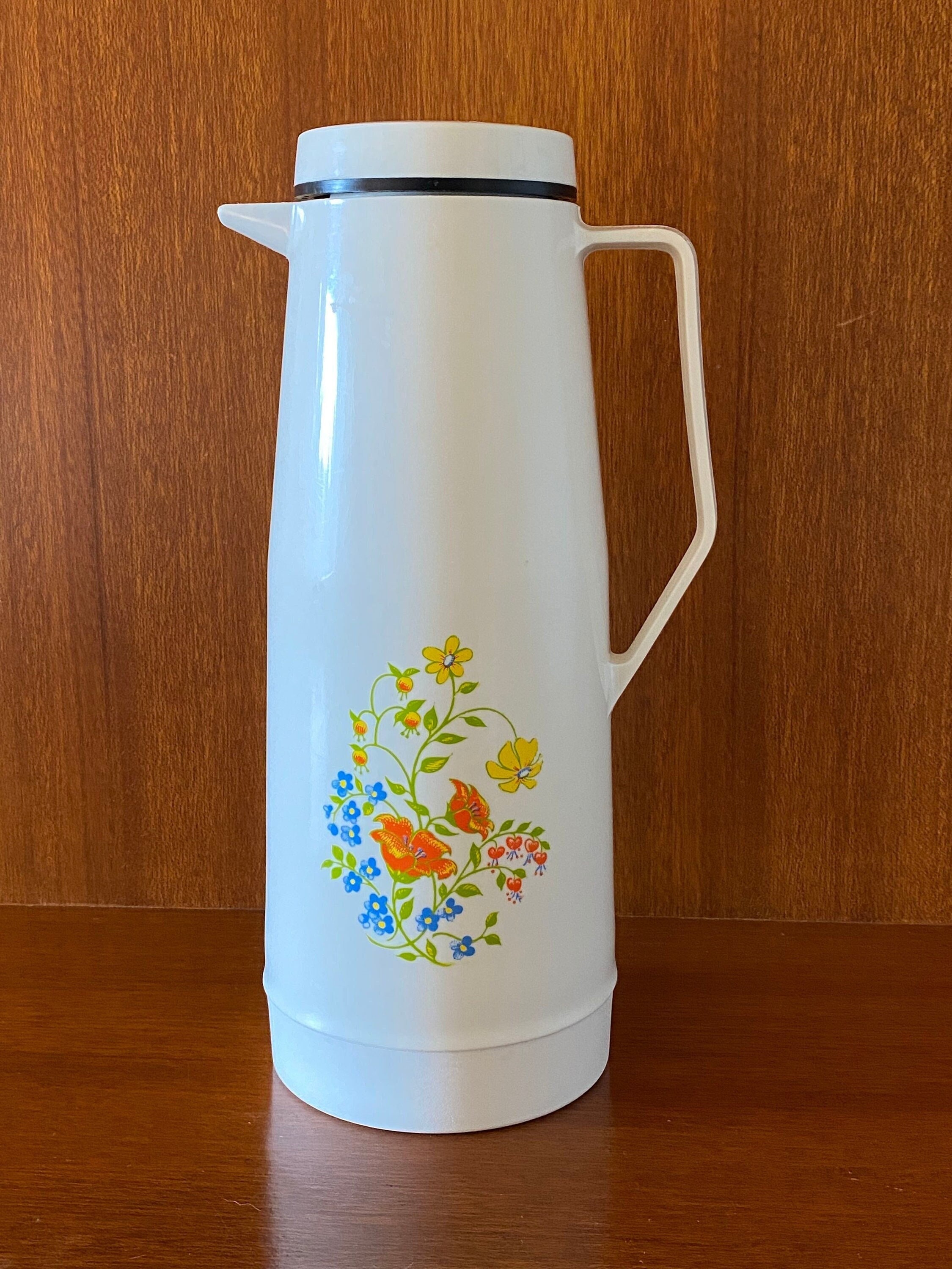 Vintage Dia Diamond Thermos, Hot Cold Drink Storage, 1960s/1970s, Orange  Flowers, Floral, Thermos with Pump