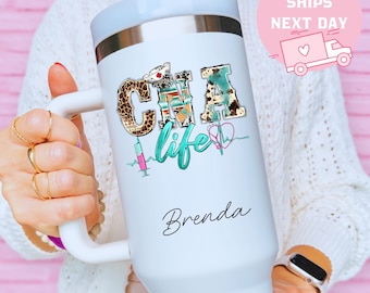 CNA Personalized Tumbler, Nurse Life Design (Custom Name Options)