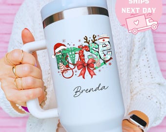Nurse Christmas Tumbler, Healthcare Hero Cup, Personalized Nurse Gift, Nursing Appreciation, Brenda’s Holiday Present