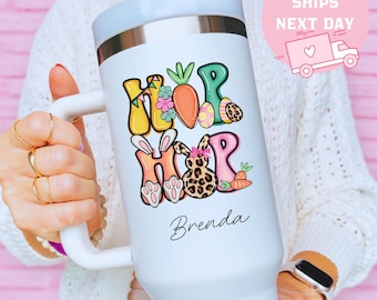 Easter Bunny Tumbler, Personalized Easter Cup, Easter Day Gift, Spring Break Tumbler, Easter Basket Stuffer, Custom Name Easter Cup