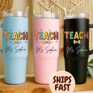 Custom Teacher Tumbler Personalized 40oz Teacher Tumbler with Handle Gifts for Teacher Appreciation Gift for Teacher Travel Mug Teacher Cup