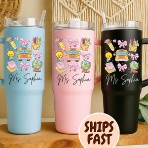 Vaso para maestro, vaso personalizado de 40 oz con asa, regalo para maestro, taza de viaje, regalo de agradecimiento para maestro, taza para maestro, agradecimiento para maestro