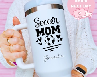 Personalized Soccer Mom Tumbler, Custom Soccer Mom Cup, Soccer Mom Gift, Sports Mom Present, Soccer Player Mom, Game Day Tumbler