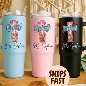 Vaso para maestro, vaso personalizado de 40 oz con asa, regalo para maestro, taza de viaje, regalo de agradecimiento para maestro, taza para maestro, agradecimiento para maestro