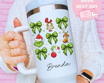 Grinch Christmas Tumbler, Personalized Brenda Cup, Whoville Holiday Gift, Max Reindeer Tumbler, Cindy Lou Who Cup, Grinchmas Present Idea
