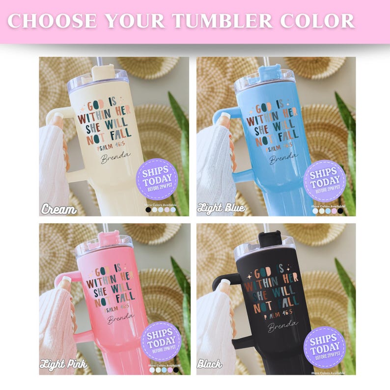 Faith Tumbler, God Is Within Her, Psalm 46:5 Cup, Christian Gift, Inspirational Cup, Personalized Christian Tumbler, Religious Gift image 7