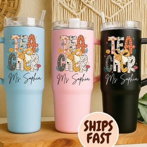 Vaso para maestro, vaso personalizado de 40 oz con asa, regalo para maestro, taza de viaje, regalo de agradecimiento para maestro, taza para maestro, agradecimiento para maestro
