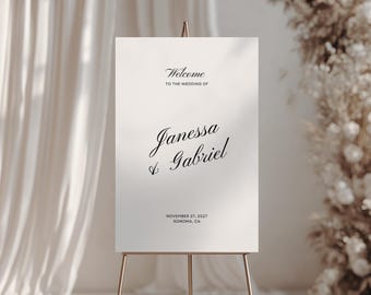 Old Money Wedding Welcome Sign • Canva Template • Black & White, Elegant, Luxury, Sophisticated, Timeless Signage