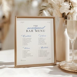 Old Money Wedding Bar Menu Sign • Canva Template • Elegant, Minimalist Signage