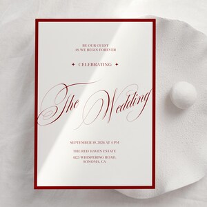 Red and White Wedding Invitation Suite • Canva Template • Modern ...