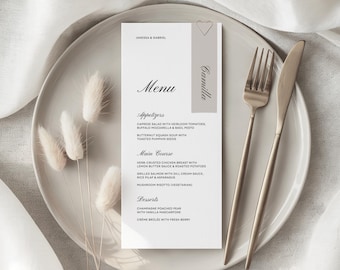 Menú de boda de estilo clásico • Plantilla de Canva • Decoración elegante, lujosa, sofisticada y atemporal para la cena de recepción