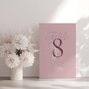 Olive & Plum Wedding Table Numbers • Canva Template • Green and Purple, Whimsical Dinner Table Sign