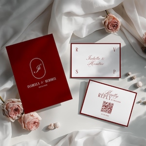 Classic Wedding Invitation Suite • Canva Template • Black & Red, Old Money, Elegant, Minimalist Design image 9
