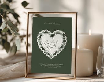 Sage Green Wedding Cards and Gifts Sign • Canva Template • Vintage, Coquette Gift Table Signage