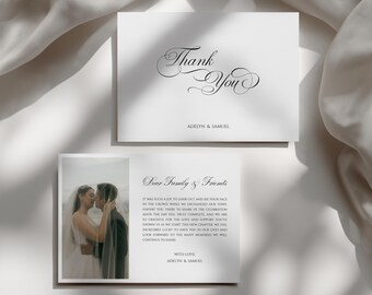 Romantic Wedding Thank You Card • Canva Template • Elegant, Luxury, Old Money, Calligraphy Design