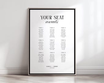 Classic Wedding Seating Chart • Canva Template • Old Money, Elegant, Minimalist Signage