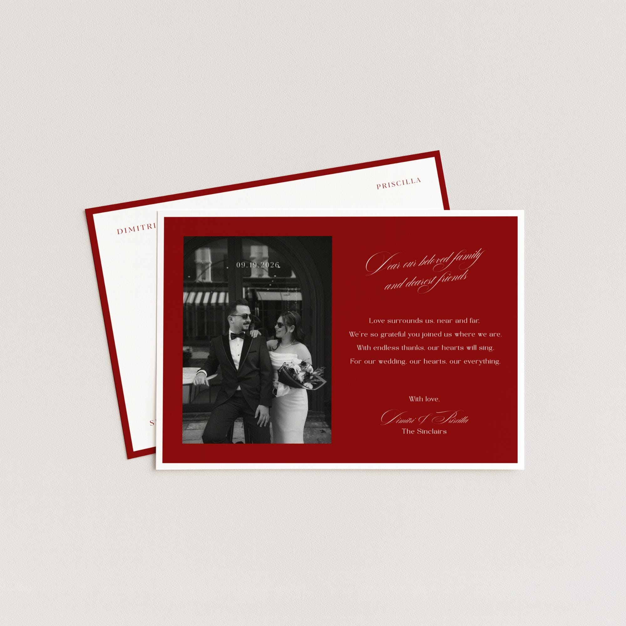 Red and White Wedding Thank You Card • Canva Template • Modern ...