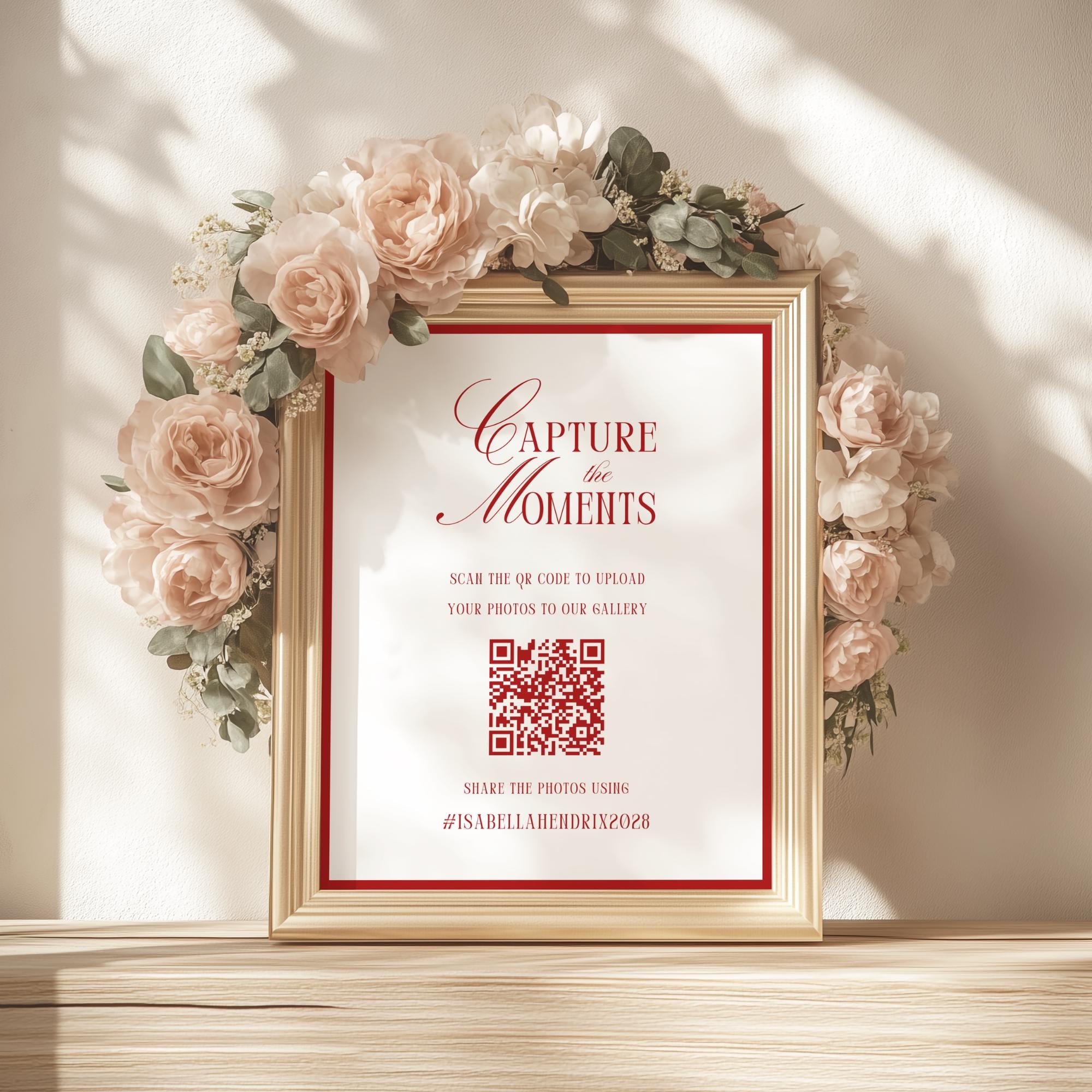 Classic Wedding Hashtag & QR Code Sign • Canva Template • Old Money ...