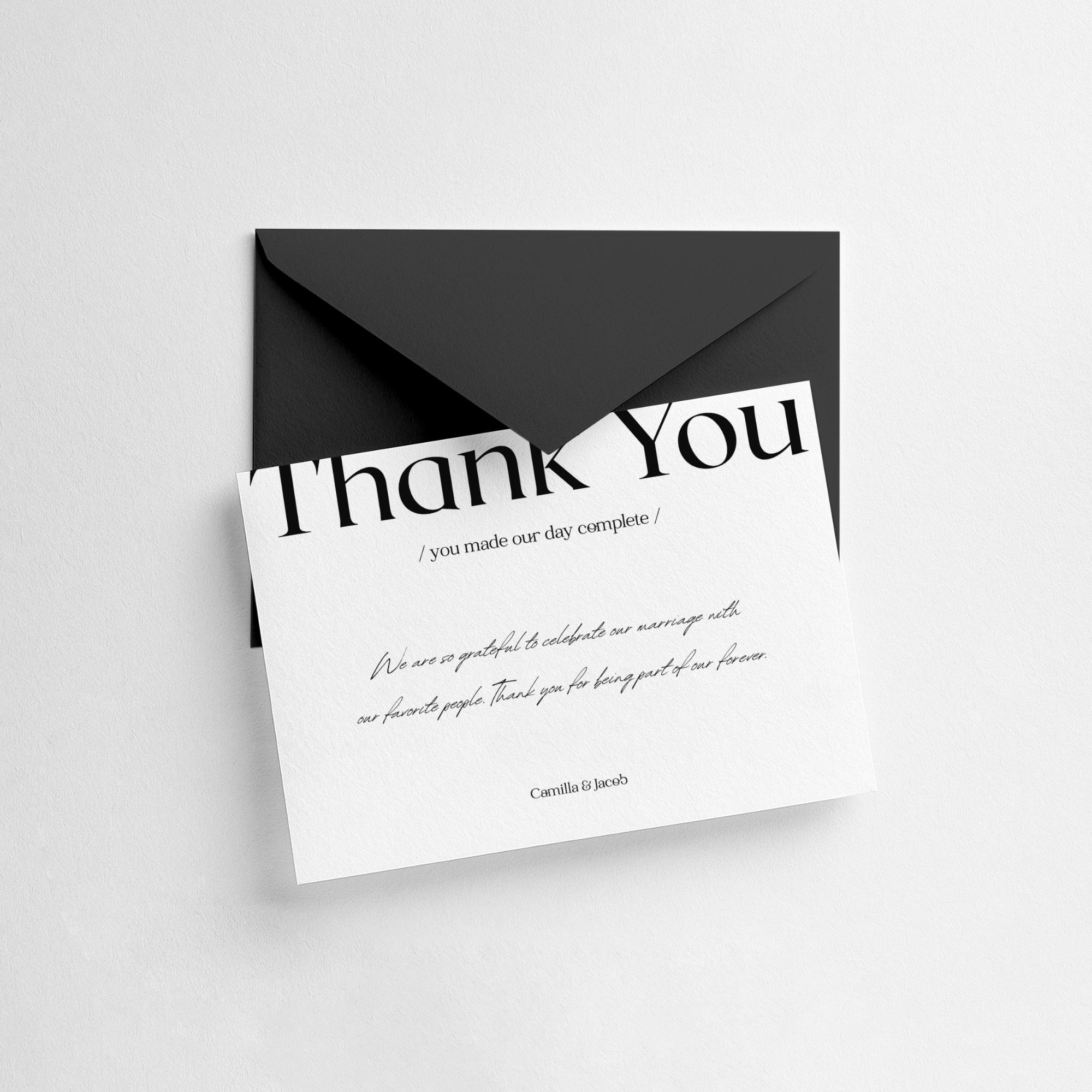 Minimalist Wedding Thank You Card • Canva Template • Black & White ...