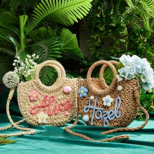Personalized Straw Bridesmaid Gift Basket,Straw Crossbody Bag,Custom Beach Bag,Bachelorette Party Favor,Bachelorette Bag,Bridal Shower Gift