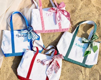 Custom Embroidered Canvas Tote Bag, Bridal Shower, Bridesmaid Gift Tote