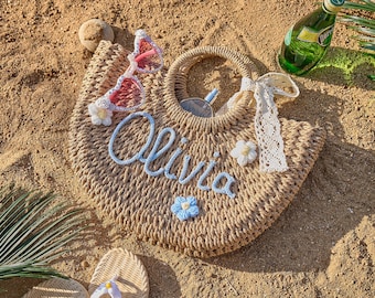 Personalized Straw Bridesmaid Handbag,Customized Bridesmaid Beach Tote Bag,Bridesmaid Proposal Gift,Bachelorette Party Bag,Bridal shower Bag