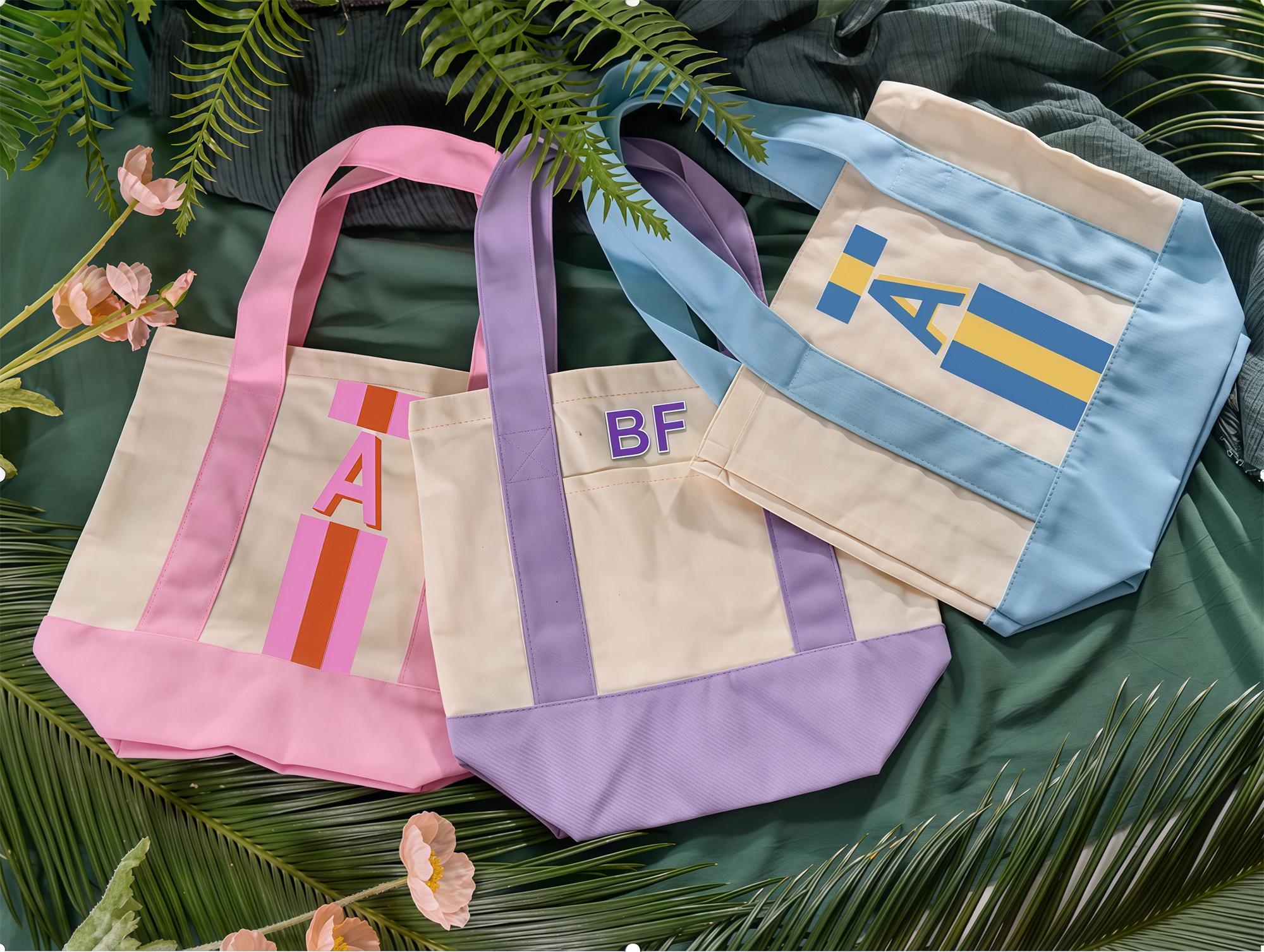 Shadow Monogram Tote Bag,Personalized Bridesmaid Gift Handbag,Canvas Tote Bag,Initial Beach Tote Bag,Bachelorette Party Gift Bag,School Bag