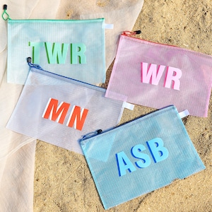 Shadow Monogram Pool Bag,Custom Summer Pool Bag,Bridesmaid Gift,Bachelorette Storage Bag,Wet Dry Pool Pouch Organizer,Sunscreen Storage Bag