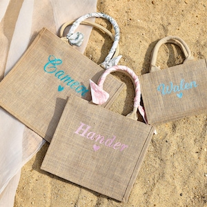 Personalized Tote Gift Bag,Embroidered Burlap Bag,Bachelorette Proposal Gift,Beach Jute Gift,,Bridesmaid Gift,Wedding Gift Bag,Burlap Tote
