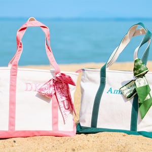 Personalized Tote Bag with Scarf,Canvas Tote Bag,Embroidered with Initials,Bridal Shower Gift,Bachelorette Gift Tote Bag,Personalized Gift