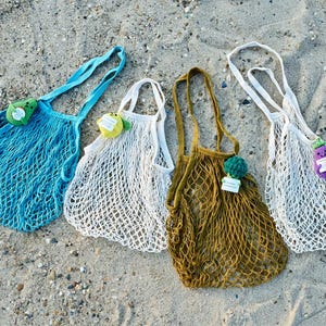 French Market Bag with Charm Crochet Tote Bag,Reusable Grocery Bag,Produce Bag,Net String Shopping Bag,Farmers Market Bag,Zero Waste Living