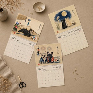 2027 French Bulldog Wall Calendar, Frenchie Calendar, Japanese Art Dog Calendar, Vintage Ukiyo-e Inspired Decor, Dog Lover Gift image 12