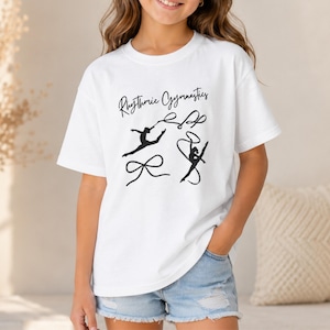 Rhythmic Gymnastics Shirt for Girls, Personalized Gymnastics Gift, Rhythmic Gymnast Tee, Youth Ribbon Dancer Apparel, Cute Gymnastic Outfit