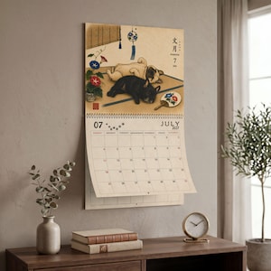 2027 French Bulldog Wall Calendar, Frenchie Calendar, Japanese Art Dog Calendar, Vintage Ukiyo-e Inspired Decor, Dog Lover Gift image 2