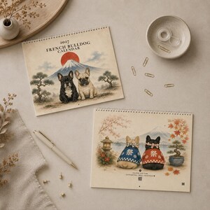 2027 French Bulldog Wall Calendar, Frenchie Calendar, Japanese Art Dog Calendar, Vintage Ukiyo-e Inspired Decor, Dog Lover Gift image 9