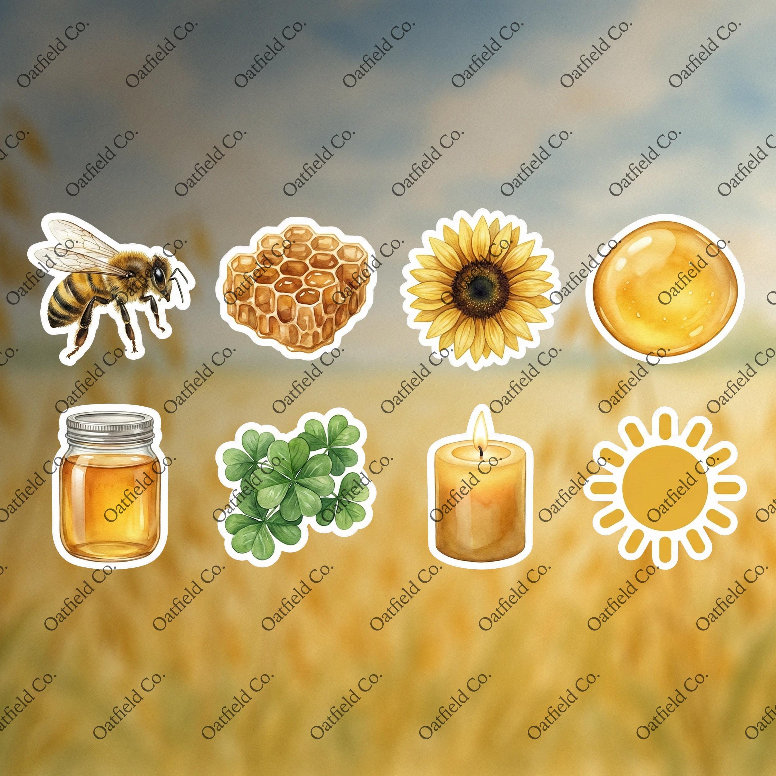 Honey Bee Sticker Pack, Sunflower Honeycomb Nature Art - Etsy