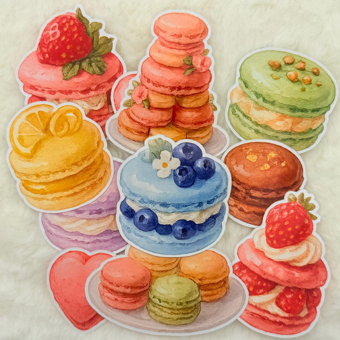 Watercolor Macaron Sticker Pack: Pastel Dessert Stickers for Journals ...