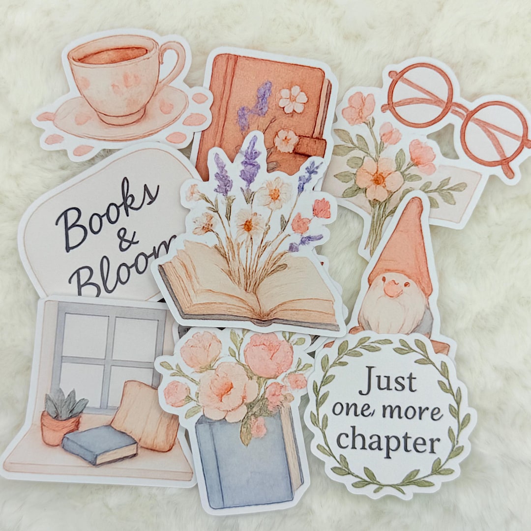 Books and Blooms Sticker Pack: Cozy Reading Nook Stickers - Etsy