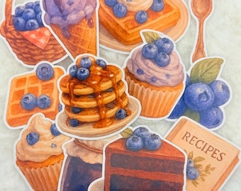 Blueberry Dessert Sticker Pack: Vintage Kitchen Stickers
