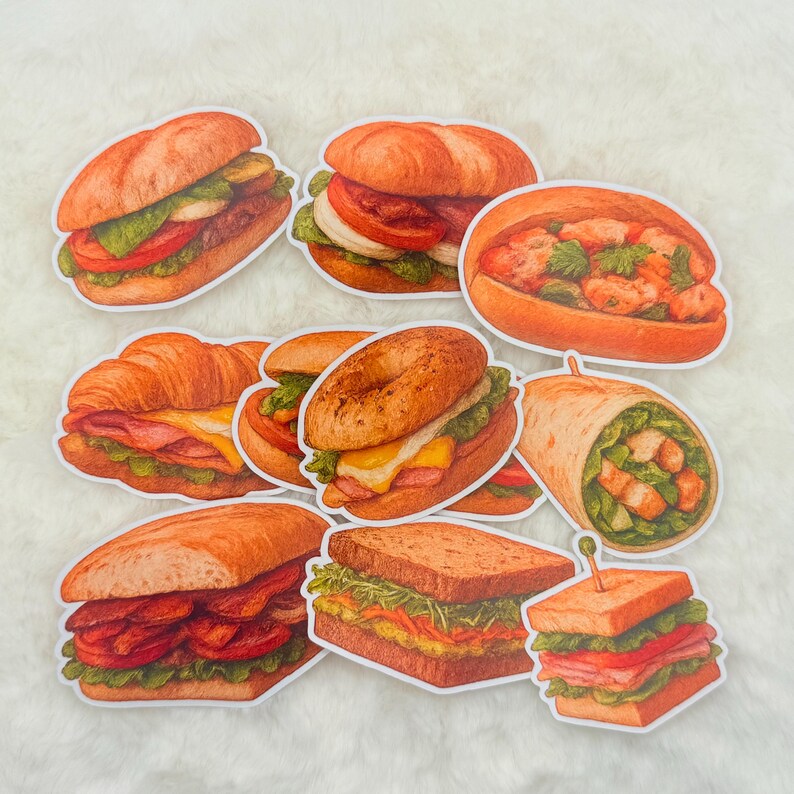 Sandwich Box Sticker Watercolor Sandwich and Wrap Sticker Pack – Realistic Food Stickers - Etsy