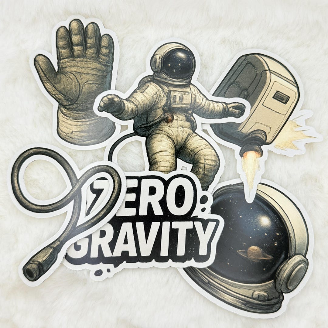 Astronaut Space Stickers – Floating Helmet Jetpack Zero Gravity Pack - Etsy