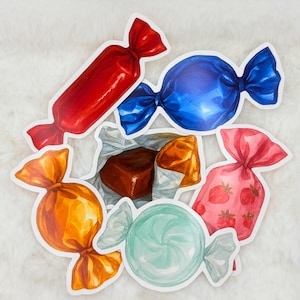 Wrapped Candy Sticker Pack – Colorful Glossy Candy Stickers for Journaling, Gifts & Scrapbooking